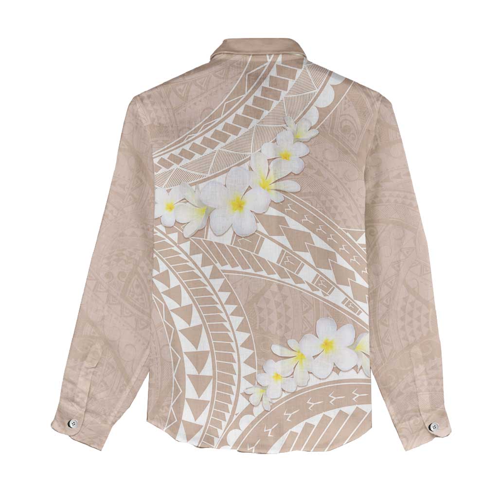 Polynesian Vintage Floral Women Casual Shirt Beige Motifs - Polynesian Pride
