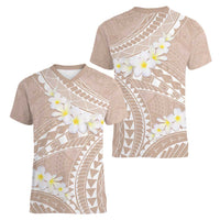 Polynesian Vintage Floral Women V-Neck T-Shirt Beige Motifs - Polynesian Pride