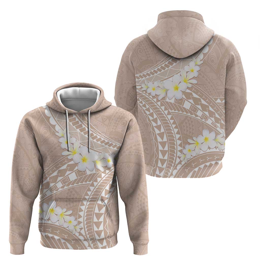 Polynesian Vintage Floral Zip Hoodie Beige Motifs - Polynesian Pride