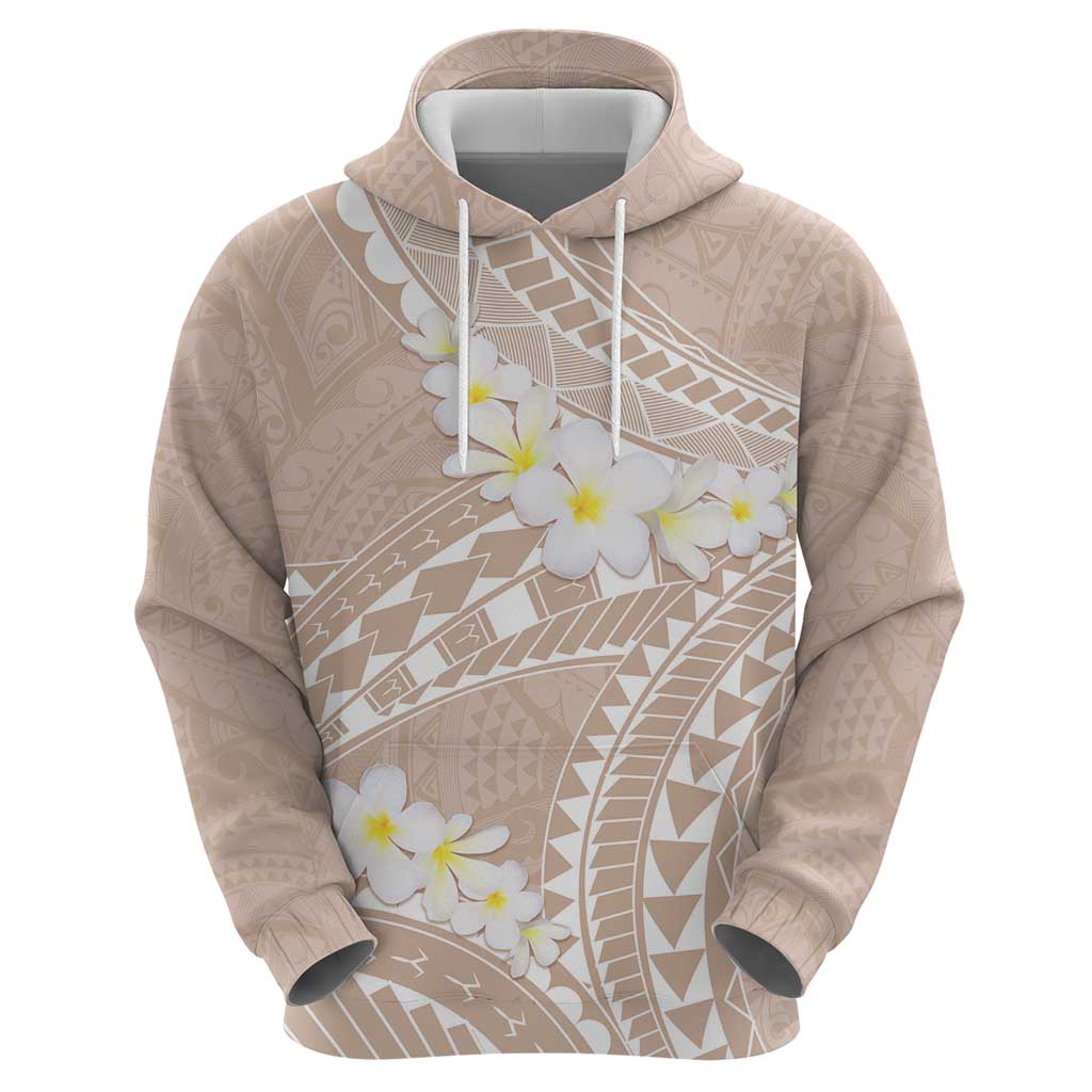 Polynesian Vintage Floral Zip Hoodie Beige Motifs - Polynesian Pride