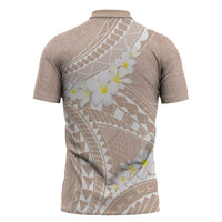 Polynesian Vintage Floral Zipper Polo Shirt Beige Motifs - Polynesian Pride