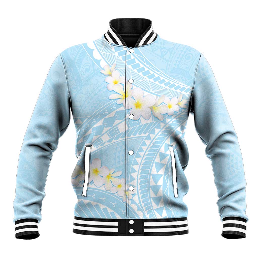 Polynesian Vintage Floral Baseball Jacket Azure Motifs - Polynesian Pride