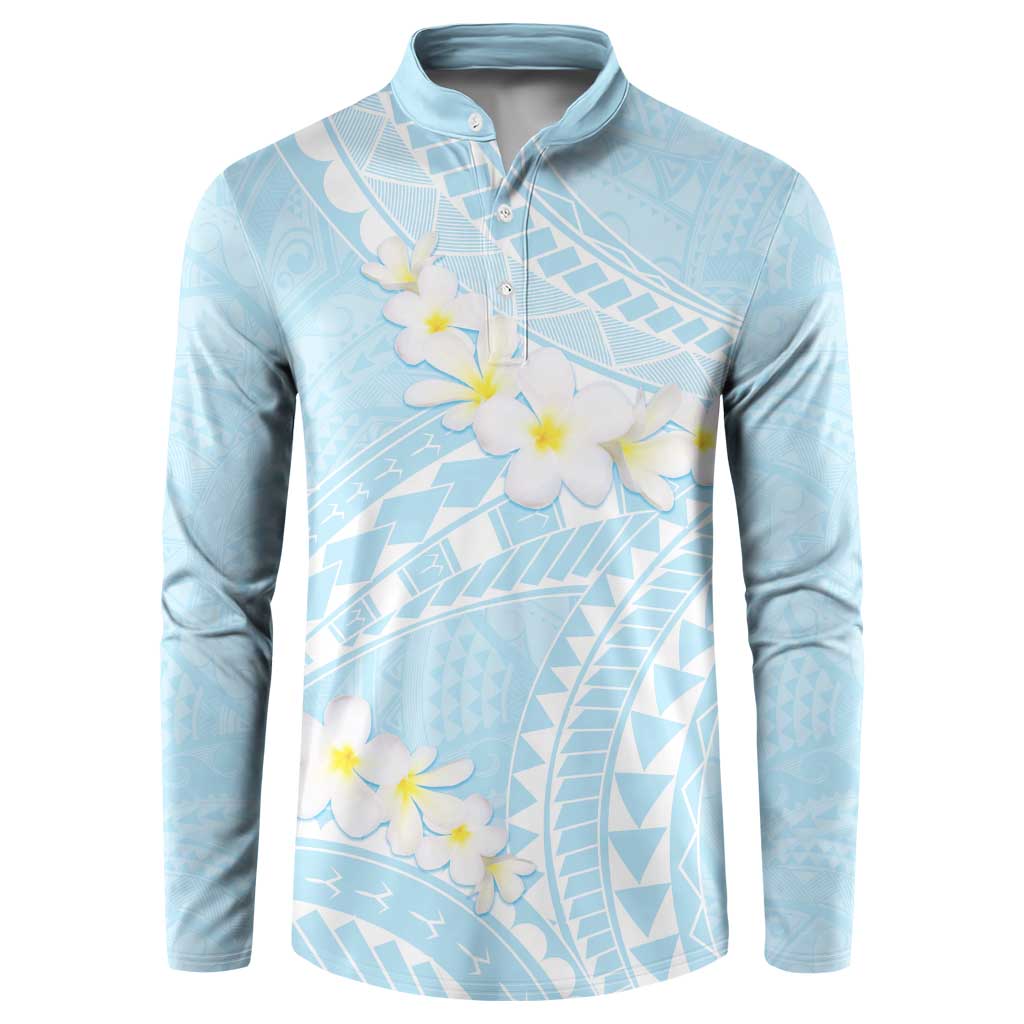 Polynesian Vintage Floral Button Sweatshirt Azure Motifs - Polynesian Pride