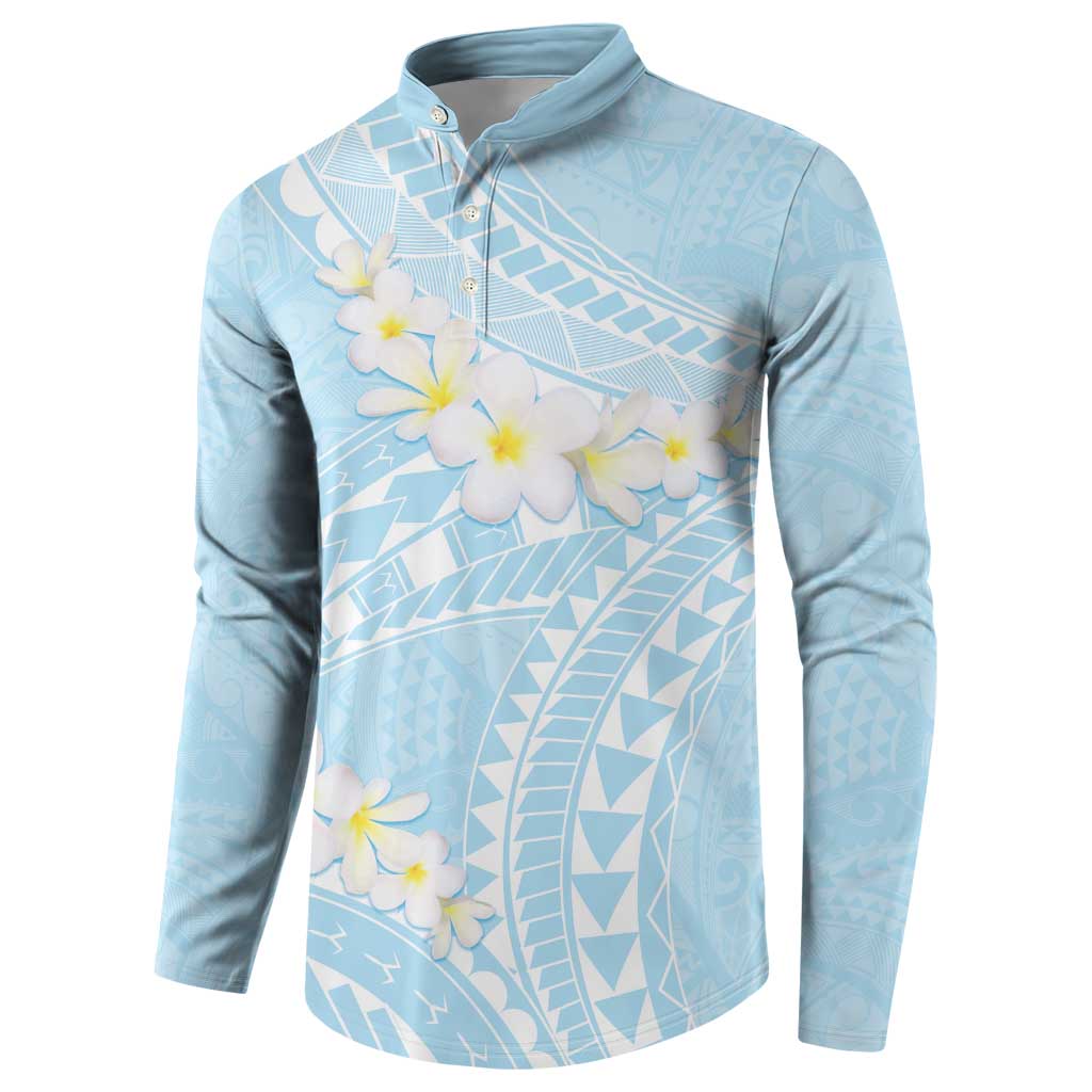 Polynesian Vintage Floral Button Sweatshirt Azure Motifs - Polynesian Pride