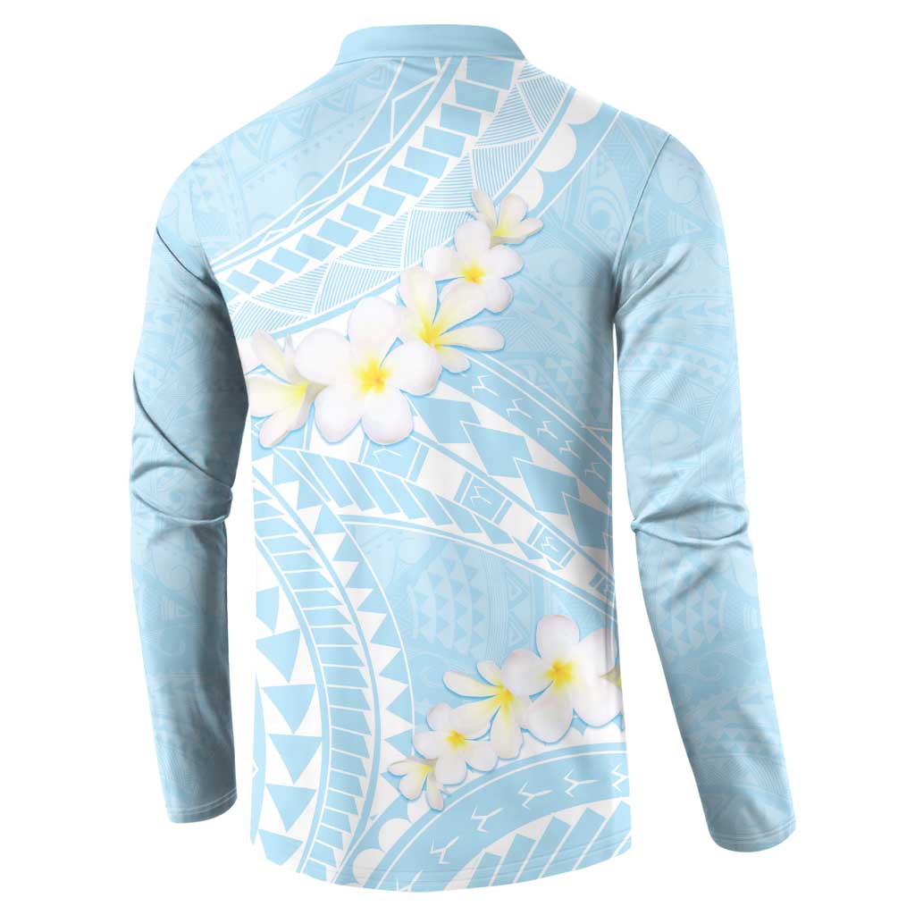 Polynesian Vintage Floral Button Sweatshirt Azure Motifs - Polynesian Pride