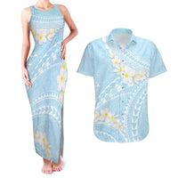 Polynesian Vintage Floral Couples Matching Tank Maxi Dress and Hawaiian Shirt Azure Motifs - Polynesian Pride