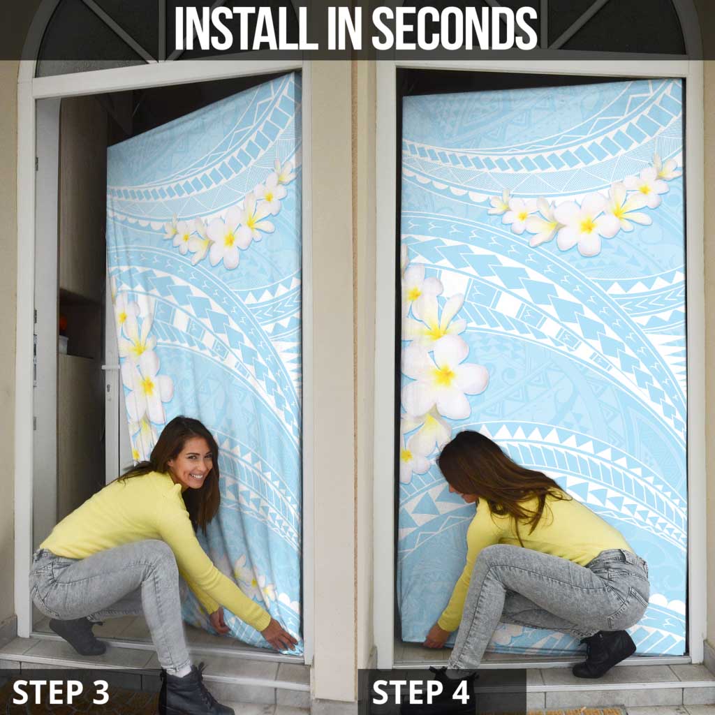 Polynesian Vintage Floral Door Cover Azure Motifs - Polynesian Pride