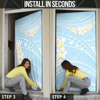 Polynesian Vintage Floral Door Cover Azure Motifs - Polynesian Pride