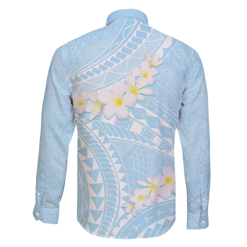 Polynesian Vintage Floral Family Matching Long Sleeve Bodycon Dress and Hawaiian Shirt Azure Motifs - Polynesian Pride