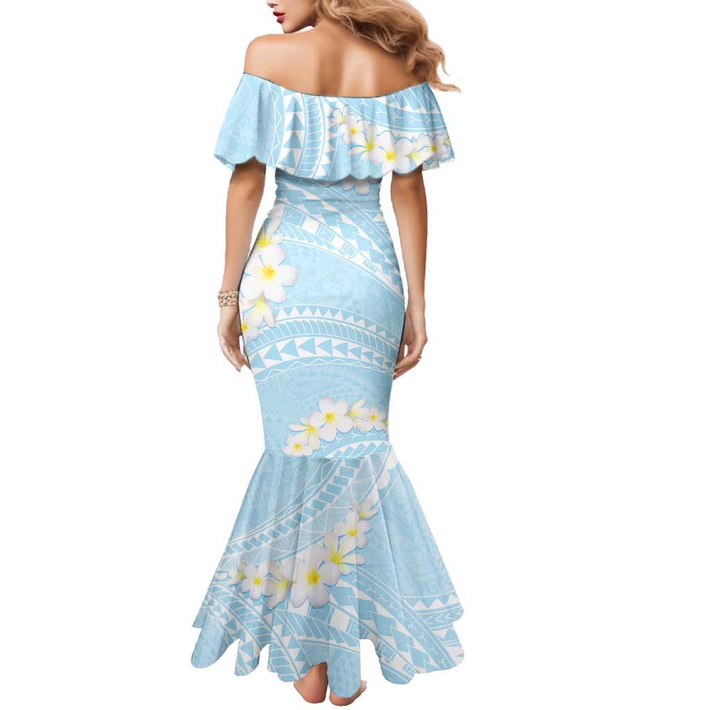 Polynesian Vintage Floral Family Matching Mermaid Dress and Hawaiian Shirt Azure Motifs - Polynesian Pride