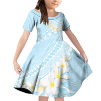 Polynesian Vintage Floral Family Matching Off Shoulder Short Dress and Hawaiian Shirt Azure Motifs - Polynesian Pride