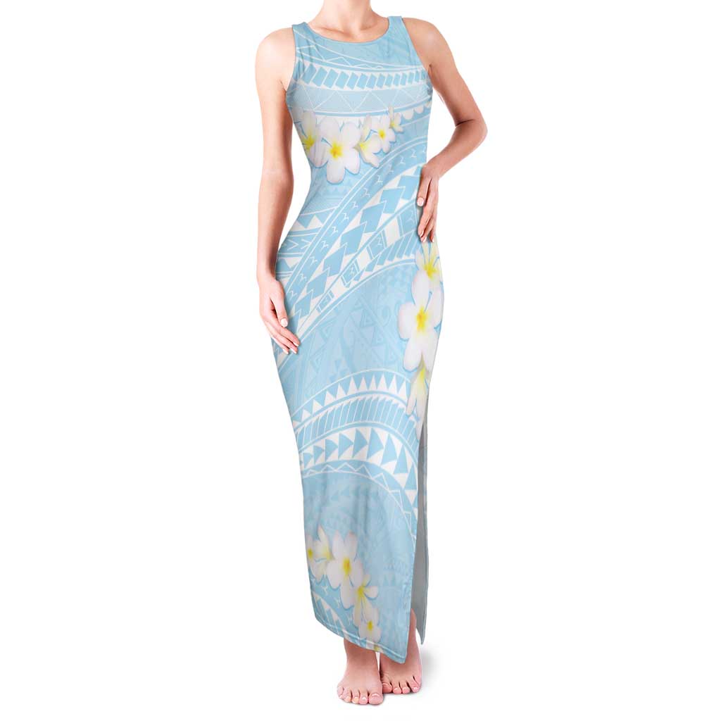 Polynesian Vintage Floral Family Matching Tank Maxi Dress and Hawaiian Shirt Azure Motifs - Polynesian Pride