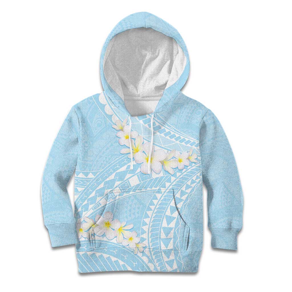 Polynesian Vintage Floral Kid Hoodie Azure Motifs - Polynesian Pride