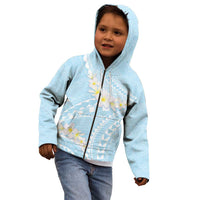 Polynesian Vintage Floral Kid Hoodie Azure Motifs - Polynesian Pride