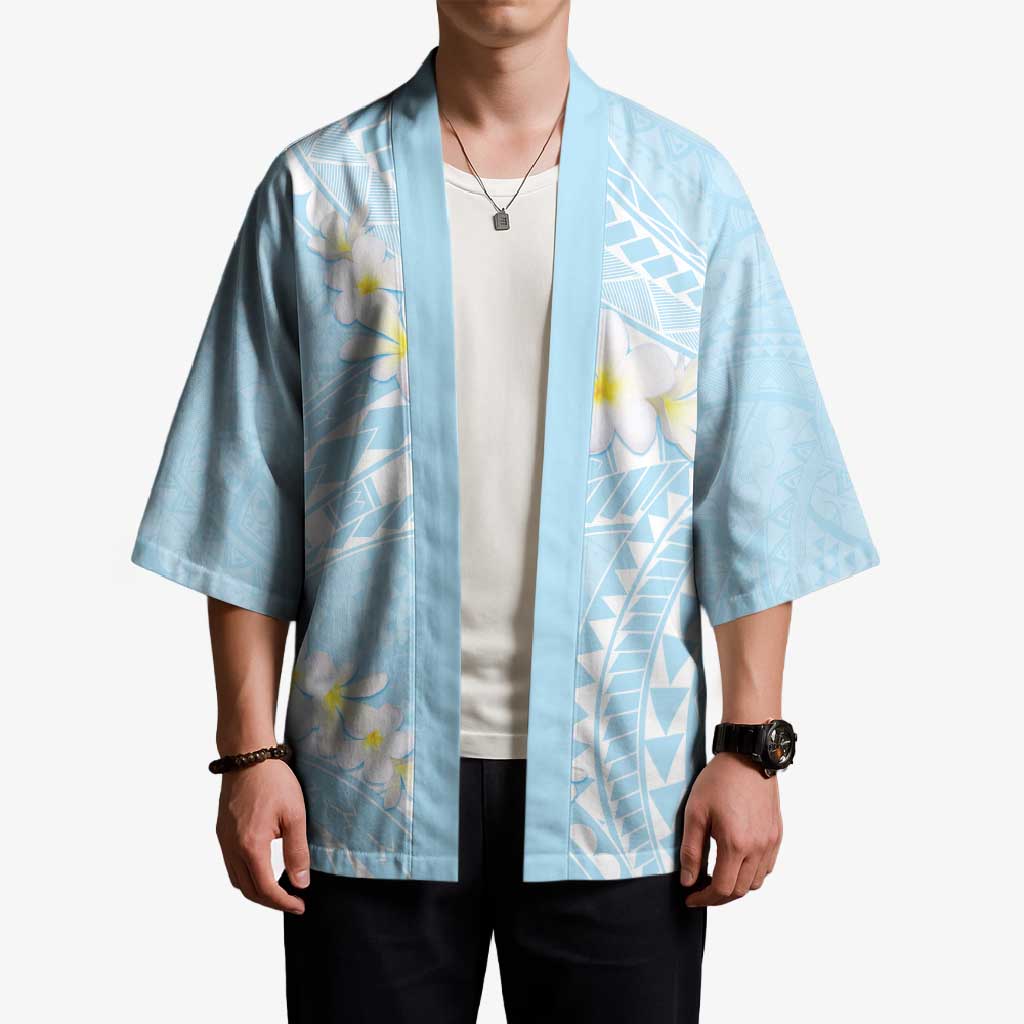 Polynesian Vintage Floral Kimono Azure Motifs - Polynesian Pride