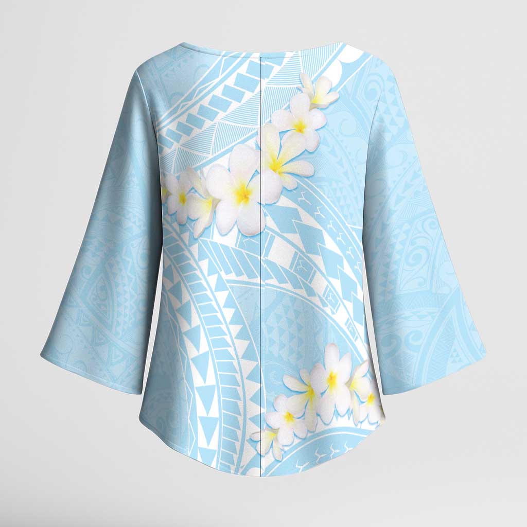 Polynesian Vintage Floral Kimono Sleeve Blouse Azure Motifs - Polynesian Pride