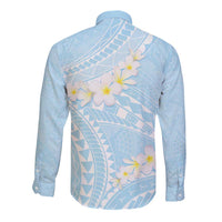 Polynesian Vintage Floral Long Sleeve Button Shirt Azure Motifs - Polynesian Pride