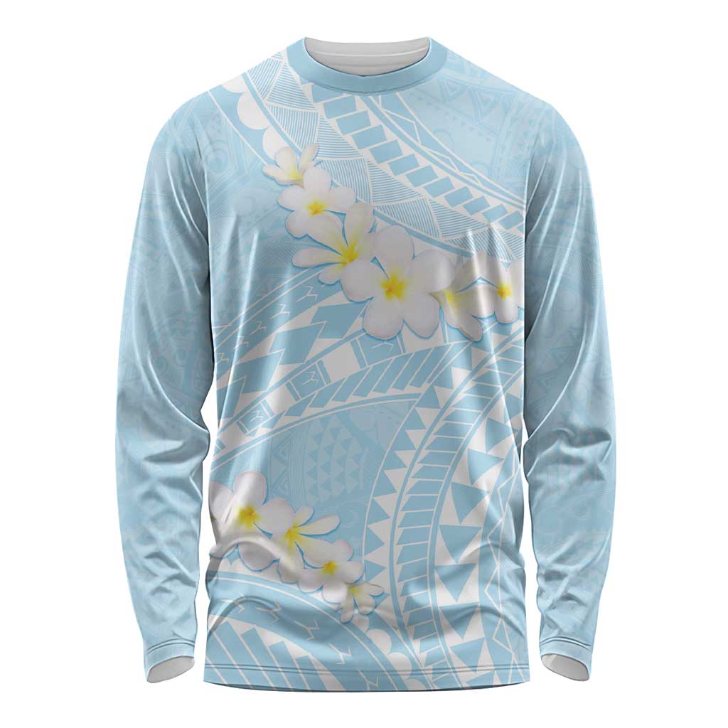 Polynesian Vintage Floral Long Sleeve Shirt Azure Motifs - Polynesian Pride