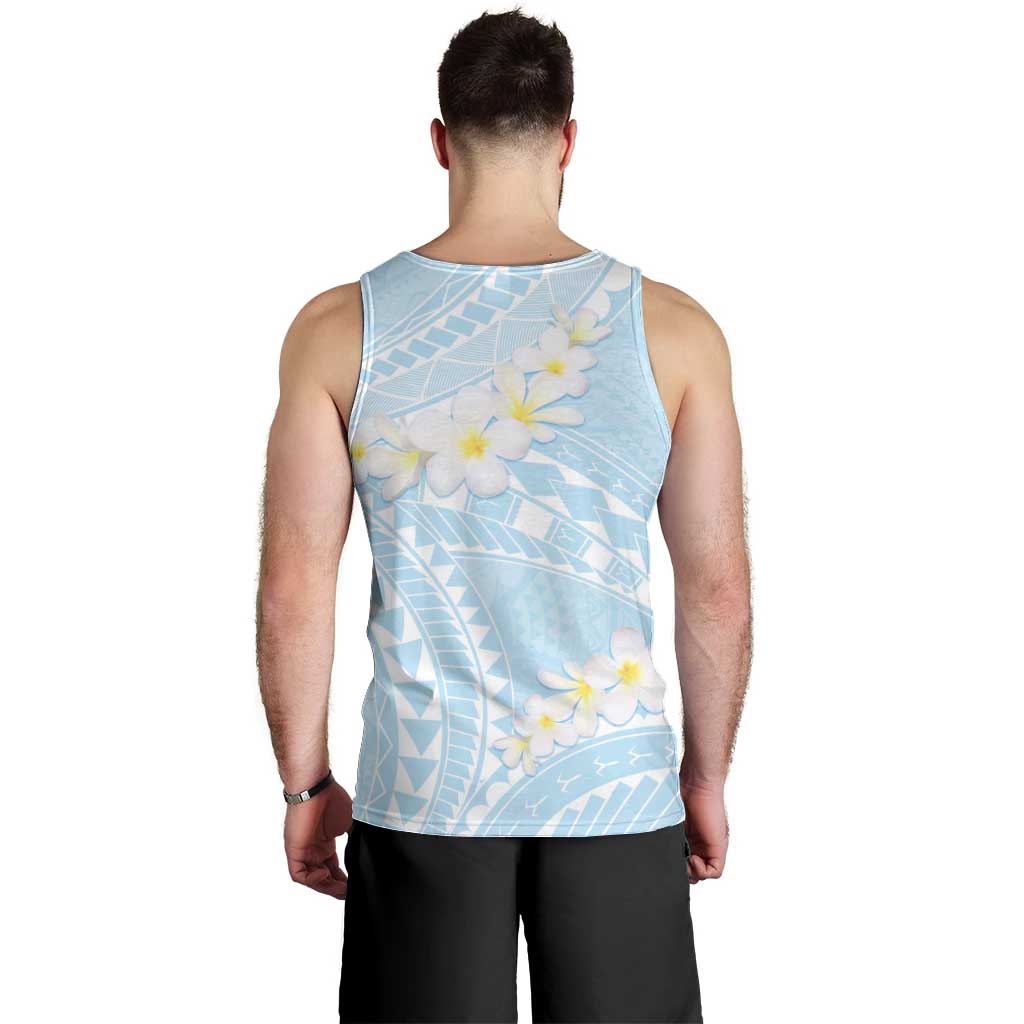 Polynesian Vintage Floral Men Tank Top Azure Motifs - Polynesian Pride