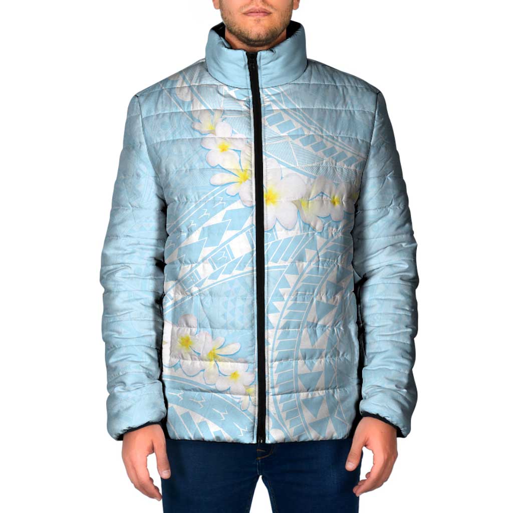 Polynesian Vintage Floral Padded Jacket Azure Motifs - Polynesian Pride