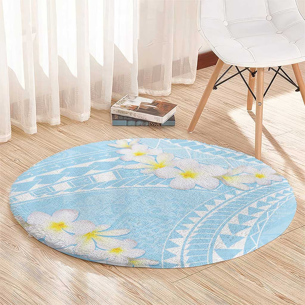 Polynesian Vintage Floral Round Carpet Azure Motifs - Polynesian Pride