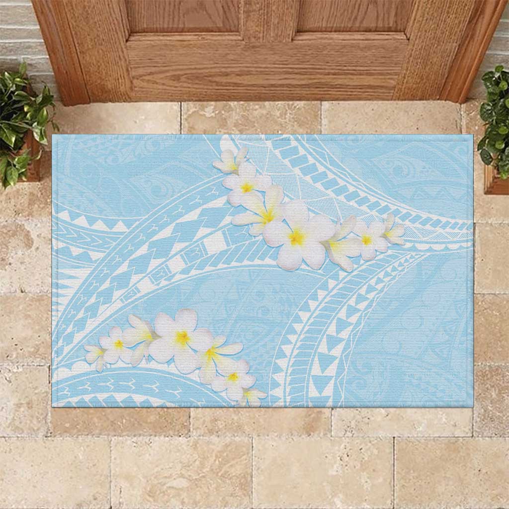 Polynesian Vintage Floral Rubber Doormat Azure Motifs - Polynesian Pride