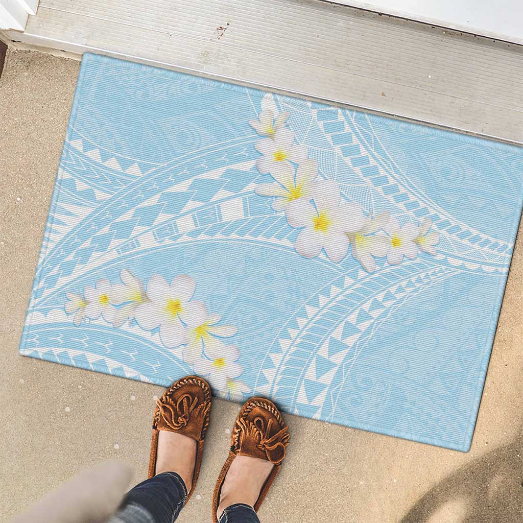 Polynesian Vintage Floral Rubber Doormat Azure Motifs - Polynesian Pride