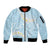 Polynesian Vintage Floral Sleeve Zip Bomber Jacket Azure Motifs - Polynesian Pride