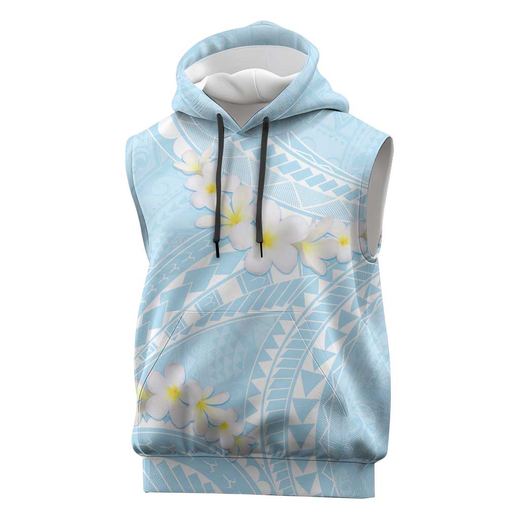Polynesian Vintage Floral Sleeveless Hoodie Azure Motifs - Polynesian Pride