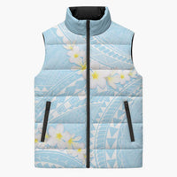 Polynesian Vintage Floral Sleeveless Puffer Jacket Azure Motifs - Polynesian Pride