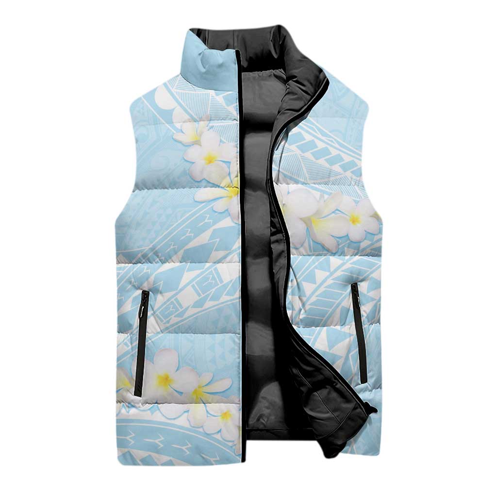 Polynesian Vintage Floral Sleeveless Puffer Jacket Azure Motifs - Polynesian Pride