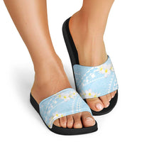 Polynesian Vintage Floral Slide Sandals Azure Motifs - Polynesian Pride