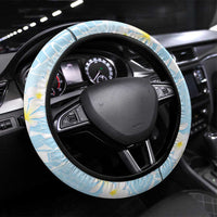 Polynesian Vintage Floral Steering Wheel Cover Azure Motifs - Polynesian Pride