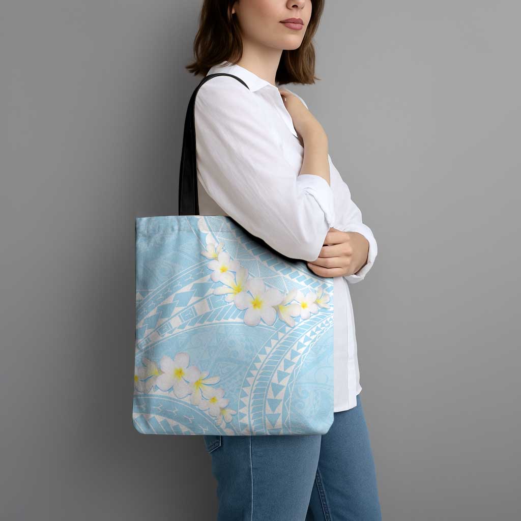 Polynesian Vintage Floral Tote Bag Azure Motifs - Polynesian Pride