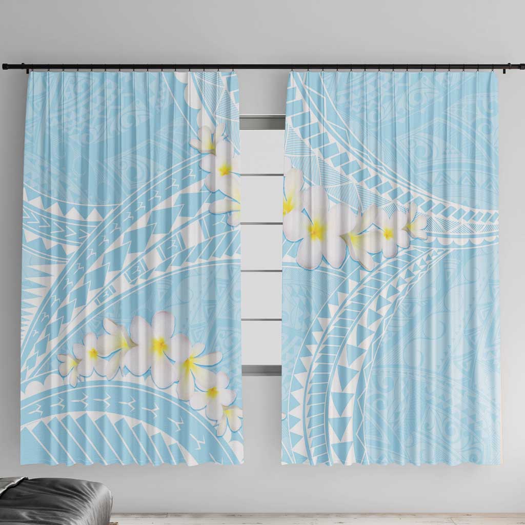 Polynesian Vintage Floral Window Curtain Azure Motifs - Polynesian Pride