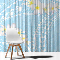 Polynesian Vintage Floral Window Curtain Azure Motifs - Polynesian Pride