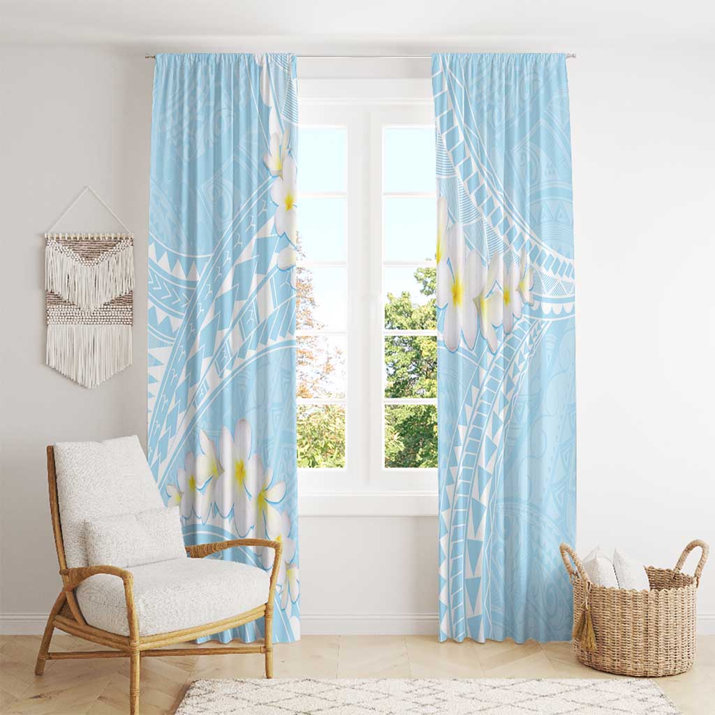 Polynesian Vintage Floral Window Curtain Azure Motifs - Polynesian Pride