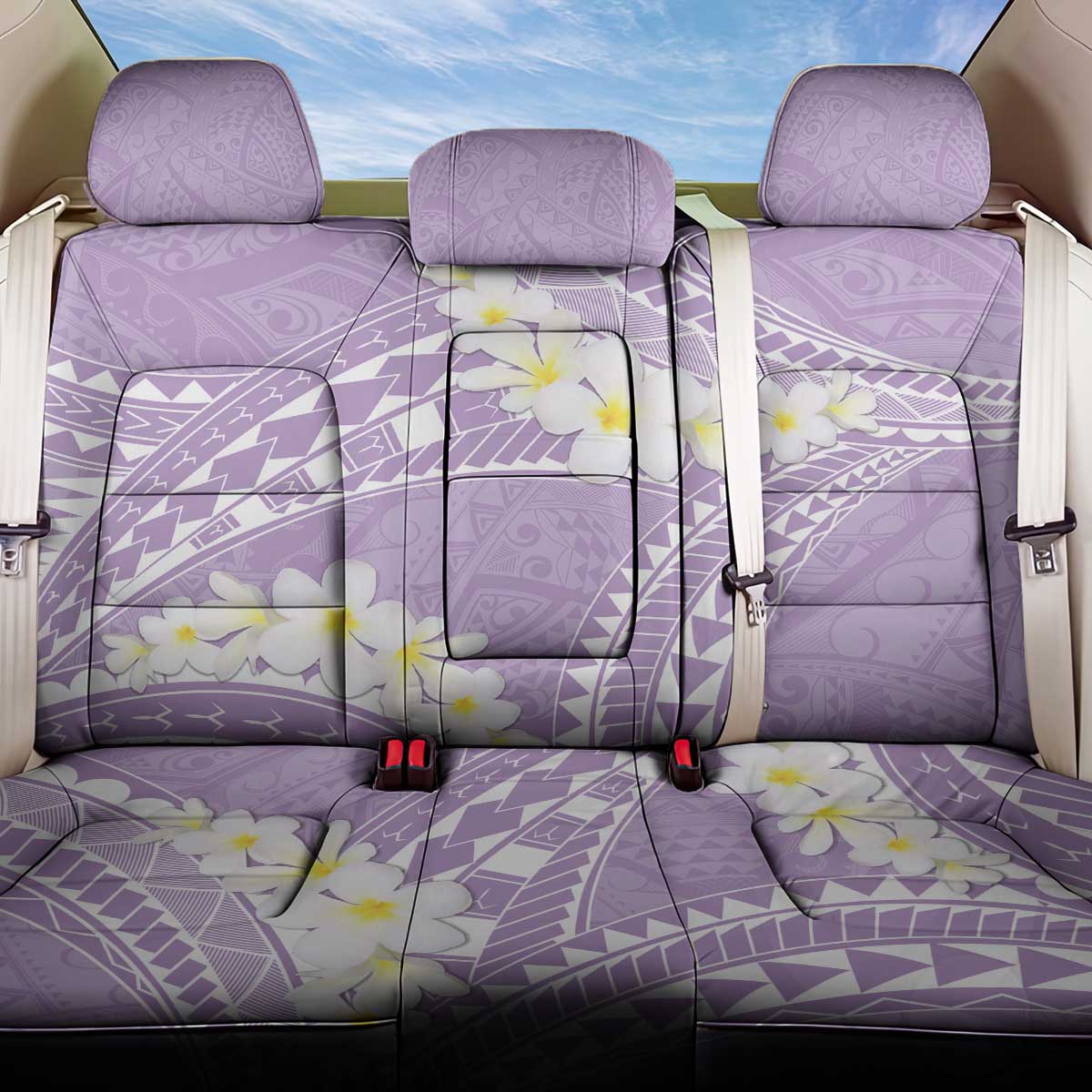 Polynesian Vintage Floral Back Car Seat Cover Lavender Motifs - Polynesian Pride