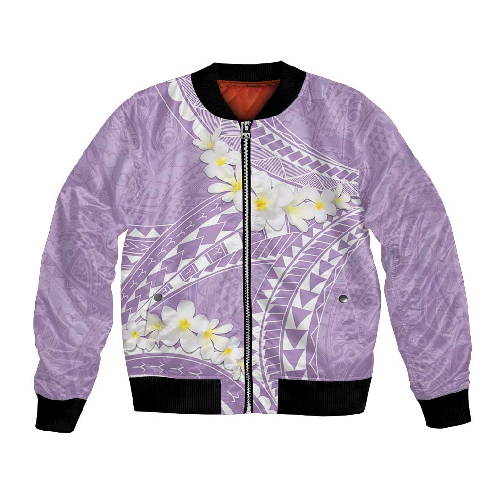 Polynesian Vintage Floral Bomber Jacket Lavender Motifs - Polynesian Pride