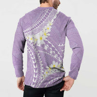 Polynesian Vintage Floral Button Sweatshirt Lavender Motifs - Polynesian Pride