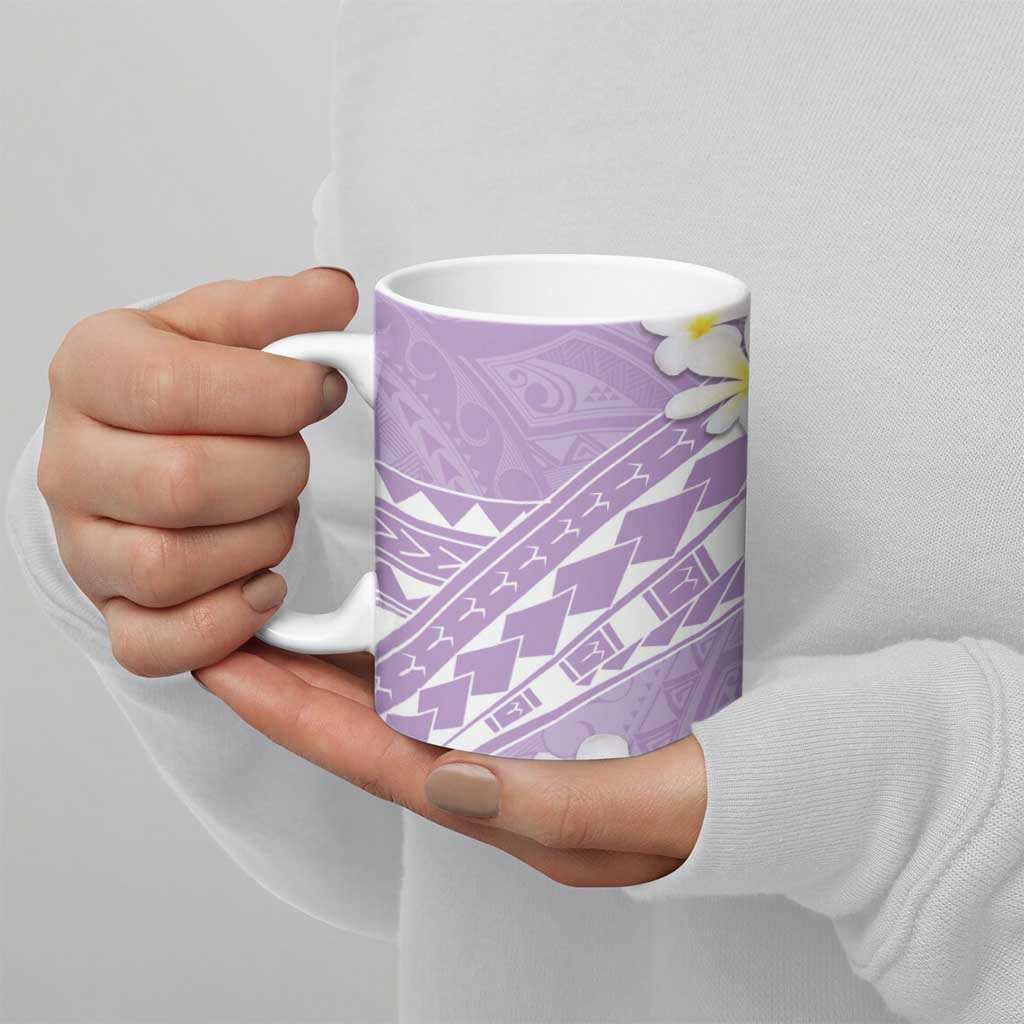 Polynesian Vintage Floral Ceramic Mug Lavender Motifs - Polynesian Pride
