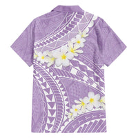 Polynesian Vintage Floral Family Matching Long Sleeve Bodycon Dress and Hawaiian Shirt Lavender Motifs - Polynesian Pride