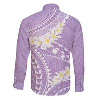 Polynesian Vintage Floral Family Matching Long Sleeve Bodycon Dress and Hawaiian Shirt Lavender Motifs - Polynesian Pride