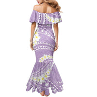 Polynesian Vintage Floral Family Matching Mermaid Dress and Hawaiian Shirt Lavender Motifs - Polynesian Pride