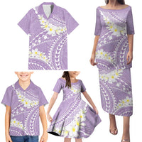 Polynesian Vintage Floral Family Matching Puletasi and Hawaiian Shirt Lavender Motifs - Polynesian Pride