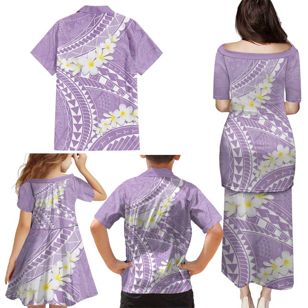 Polynesian Vintage Floral Family Matching Puletasi and Hawaiian Shirt Lavender Motifs - Polynesian Pride
