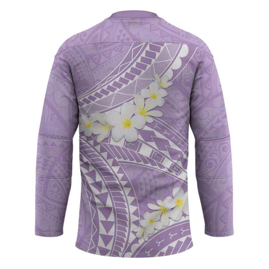 Polynesian Vintage Floral Hockey Jersey Lavender Motifs - Polynesian Pride
