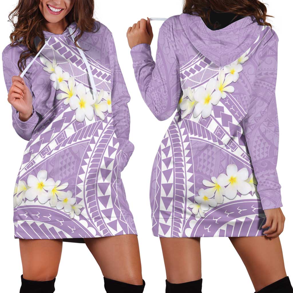Polynesian Vintage Floral Hoodie Dress Lavender Motifs - Polynesian Pride