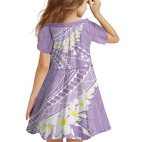 Polynesian Vintage Floral Kid Short Sleeve Dress Lavender Motifs - Polynesian Pride