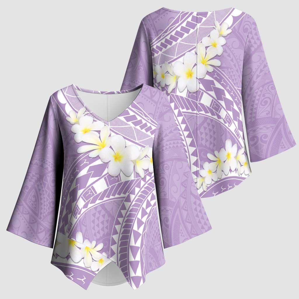 Polynesian Vintage Floral Kimono Sleeve Blouse Lavender Motifs - Polynesian Pride